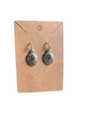 Brushed Silver Petite Sea Shell Drop Earrings